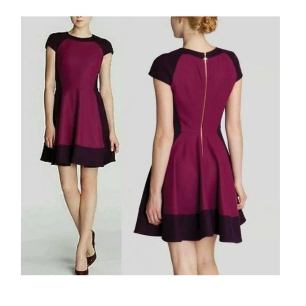 Ted Baker London Linkah Colorblock Wool Fit and Flare Dress, Size 3 (Size US 8)